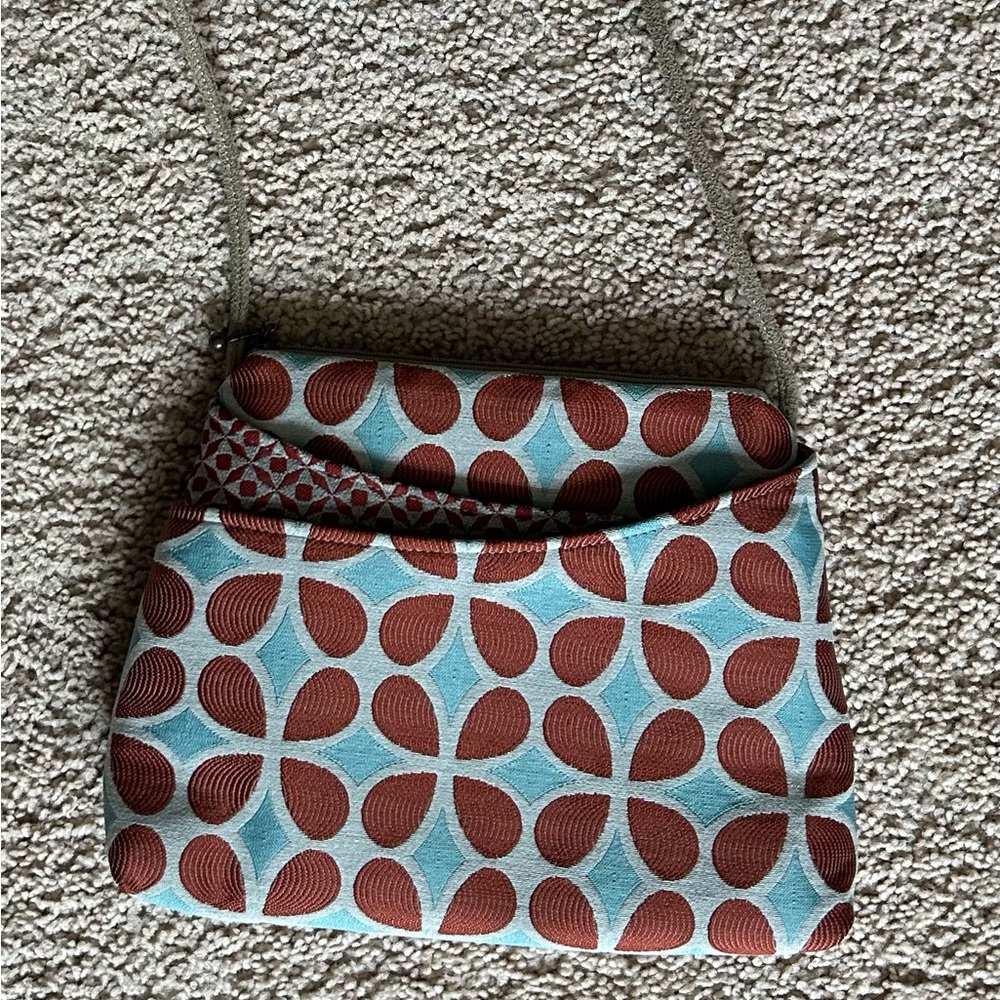 Maruca Designs Mod Amber Woven Jacquard Tapestry Crossbody Bag Handmade USA